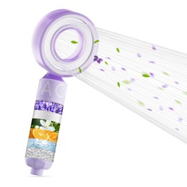 Filtered Shower Head with Handheld, High Pressure 3-in-1 Spray Mode Showerhead with Filters, Water Softener Shower Head for Hard Water, Remove Chlorine-Soothing Skin, Detachable (Lavender)