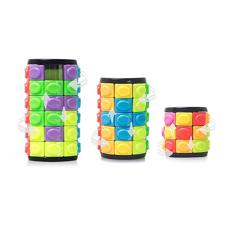 Magic 3D Puzzle Cube Rainbow Fidget Toys Cylinder Rotate Slide