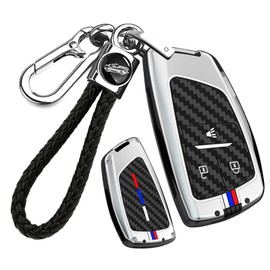 ontto luminous car key fob cover fit for Chevy Silverado 1500 Traverse Equinox for Buick Envision Avenir Enclave 2022-2025 key holder Metal Shell case keyring keychain Accessories 3 buttons Silver