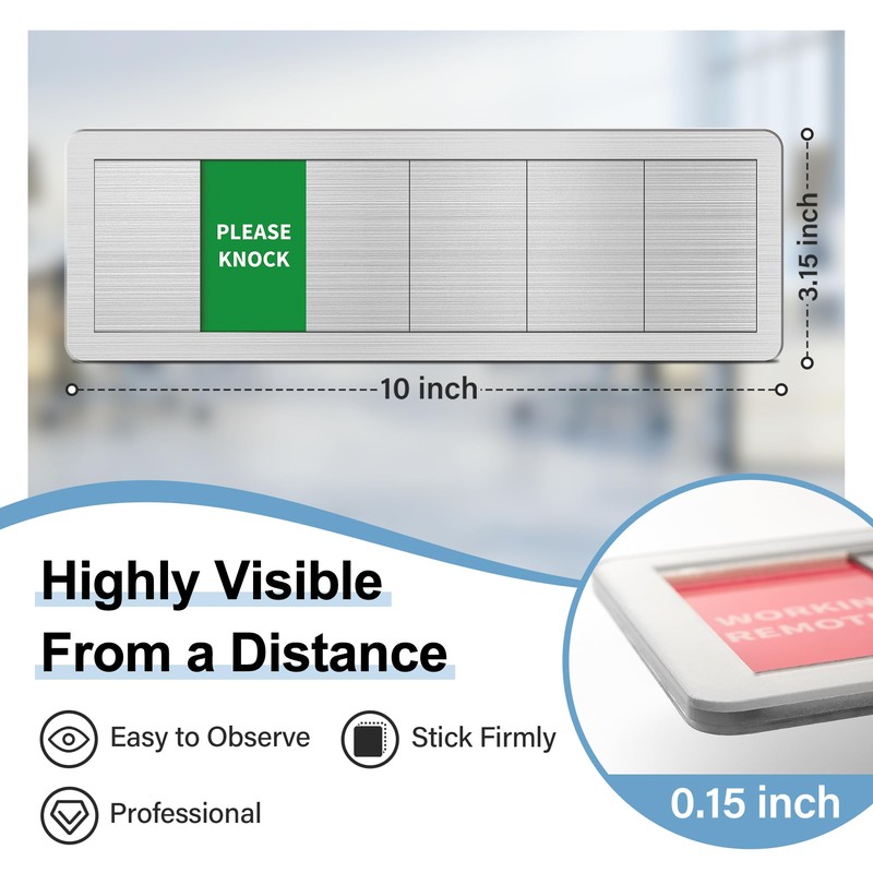 Office Door Sign With Adjustable Stand, 6 Options Privacy Slider