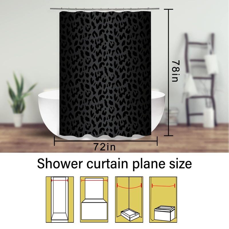 ZTTXL Shower Curtain (72" x 78"), Black Leopard Cheetah Print