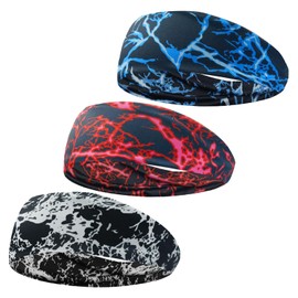 TokTech Headband, Men's Headband, 3 Piece Set, 3 Piece Set, 3 Piece Bandana, Sports, Sweat Protection, Sweat Protection, Sweat Protection, Sweat Protection, Wide Wide, Thin, Stretchable, Antibacterial