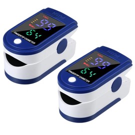 BAAQII BAAQII Finger Pulse Oximeter with LED Display - Family Medical Health -Finger Blood Heart Oxygen Saturation Meter Spo2 Monitor (2), Blue,White