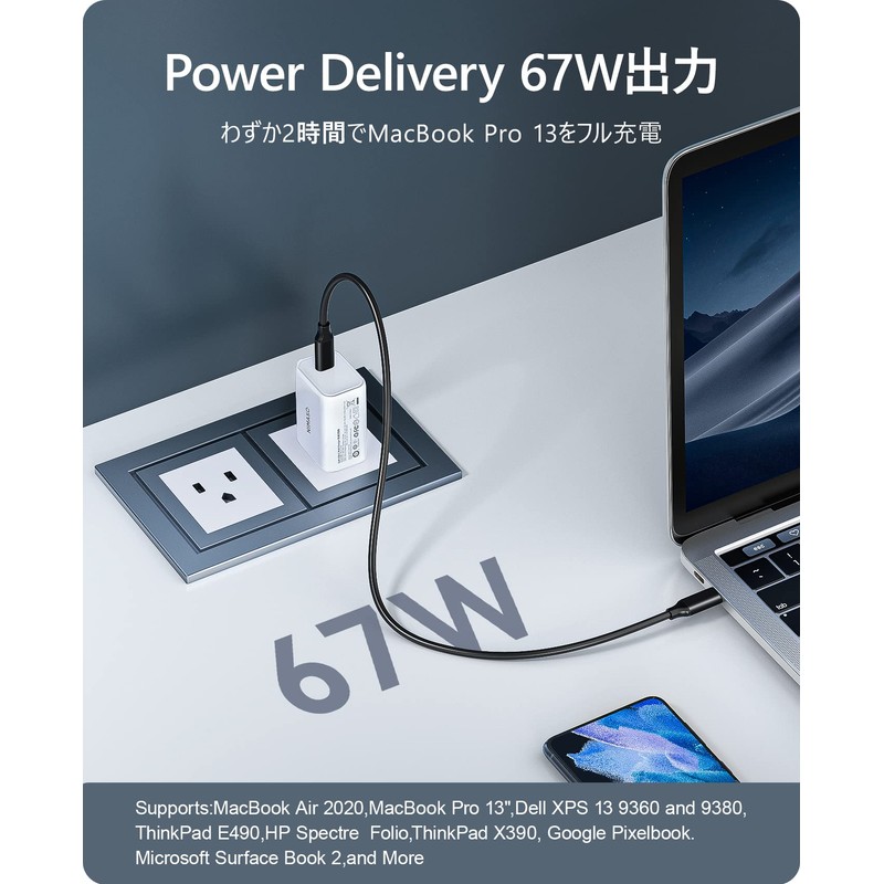 NIMASO NCH22H548 67W Rapid Charger, Type C, USB PD Compatible,