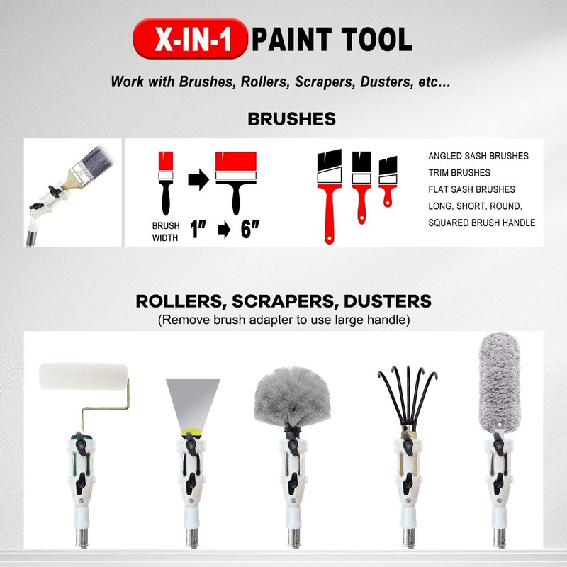 Multi Angle Paint Brush Extender V2, Long Handle Paint Brush,