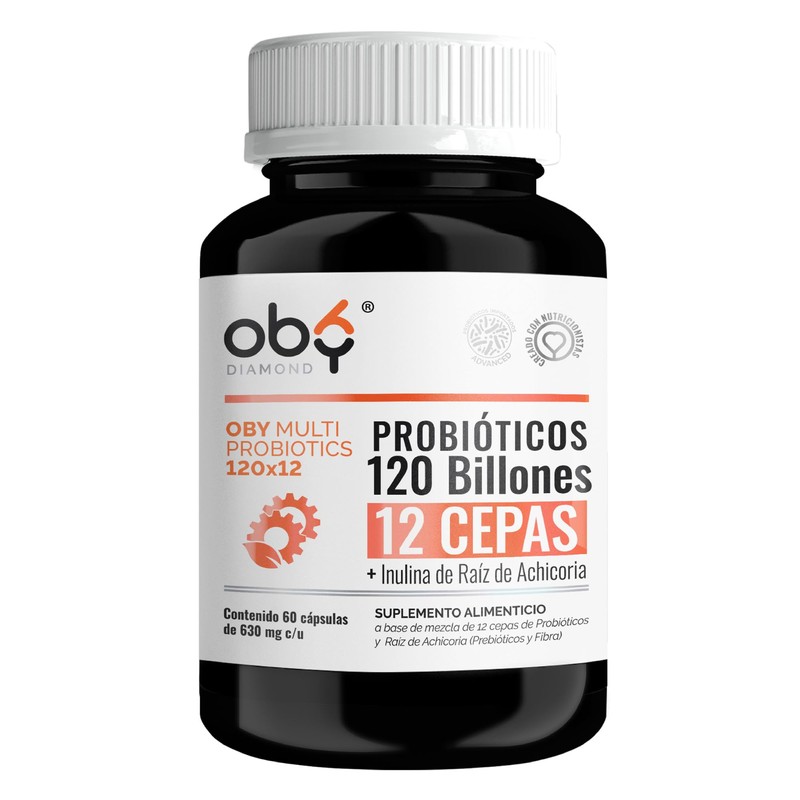 Probioticos 120 Billones de 12 Cepas + Prebioticos. OBY MULTI