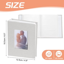 sourcing map Photo Album, 4 x 6 Linen Cover Photo Album Small Photo Album Book for 100 Pockets Hold 100 Pictures for Wedding Family Anniversary Engagement Travel, (Beige)