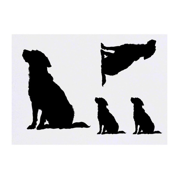 4 x 'Silhouette of Dog Sitting' Temporary Tattoos - Water