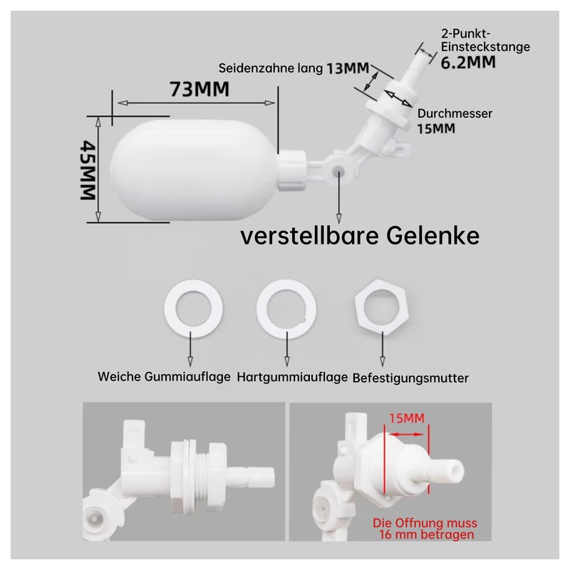 3/8" Water Filter Float Valve, Micro Float Valve, Adjustable Mini
