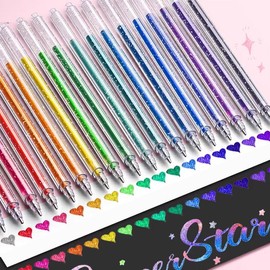 Glitter Gel Pen, 1.0mm Metal Glitter Colored Ballpoint Pen, Writing Stationery for School & Office:_Multicolor_18pcs