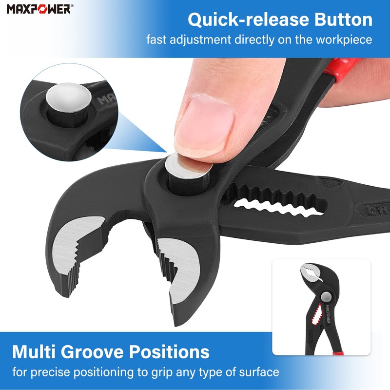 MAXPOWER 7 inch Water Pump Pliers, with 0.98 inch Jaw