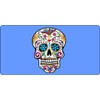 Sugar Skull Design On Blue Photo License Plate