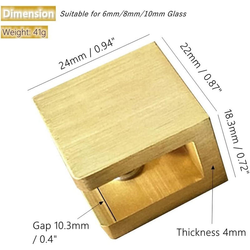 Glass Shelf Clamp, No-drill-on-glass Fixed Panel Glass Shelf Clip Holder