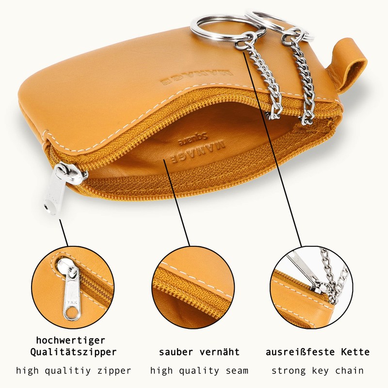 MANAGE Leather Key Case with Coin Compartment and Key Ring