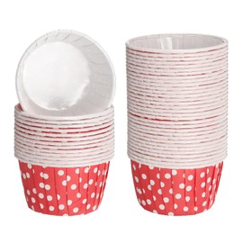 sourcing map Mini Polka Dot Cupcake Liners for Baking Cupcake, 50Pcs Cupcake Muffins Liners Cupcake Holders Paper Greaseproof Wrappers for Wedding, Showers, Gift (Red)