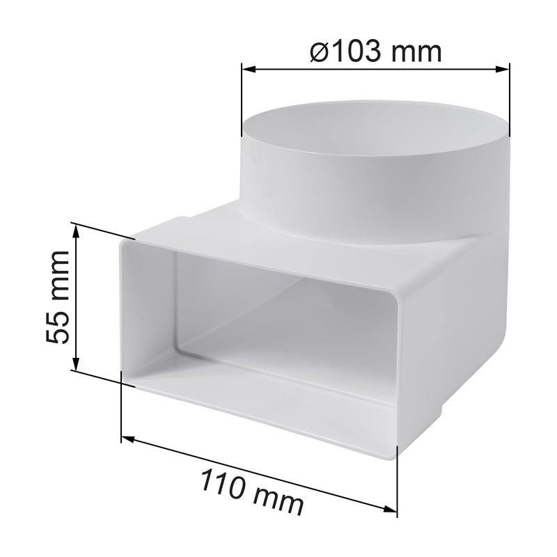 Vent Systems 110 x 55mm Rectangular 90° Angle Duct Connector