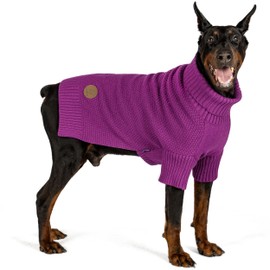 cyeollo Dog Sweater Pullover Turtleneck for Large Dogs, Classic Knitwear Fall Winter Cold Weather Dog Clothes Warm Pet Apparel Medium Large Dog Sweaters, Purple 2XL