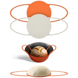 Silicone Bread Sling For Dutch Oven:2Pcs Reusable Sourdough Bread Sling, Non-Stick & Easy Clean Silicone Baking Mats With Handles For Bread Baking (Beige &Orange)