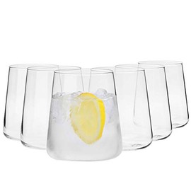 KROSNO Water Juice Drinking Glasses | Set of 6 | 12.9 oz | Avant-Garde Collection | Crystal Glass | Perfect for Home, Restaurants and Parties | Dishwasher Safe