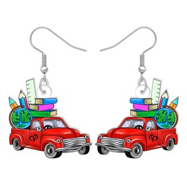 WEVENI Cute Acrylic Earrings for Teacher Back to School Funny Math Art Teacher Jewelry for Women Girls Kids Bulk Pack, Acrylic, No Gemstone