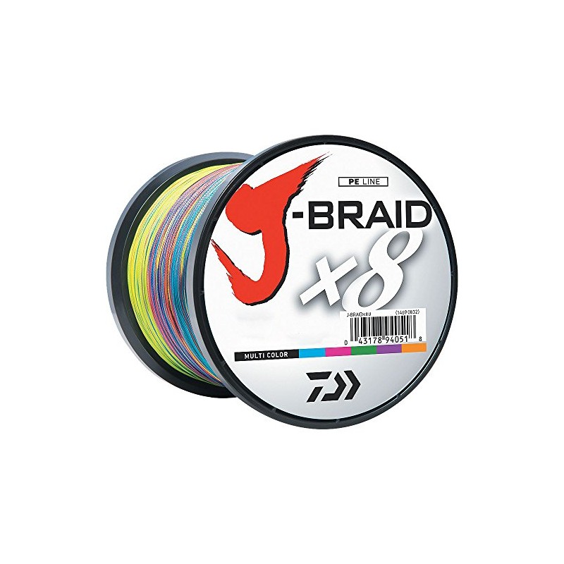 Daiwa J-BRAIDX8, 500YD Filler Spool, Multi-Color, Mono Dia.= 10lb.