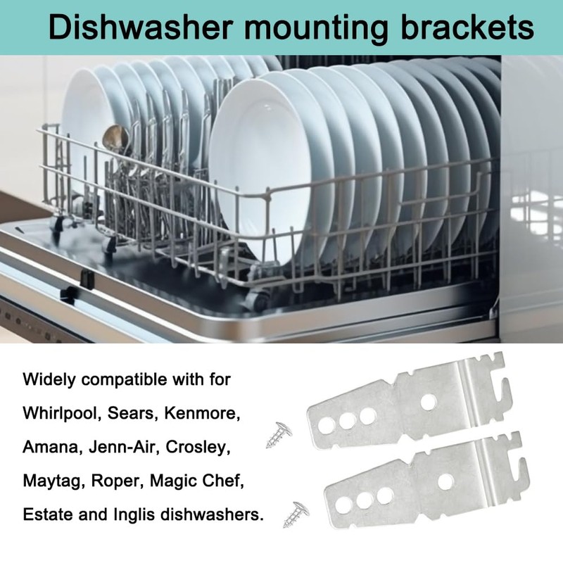 SagaSave 2 Pcs Dishwasher Mounting Bracket, Under Counter Dishwasher Fixing