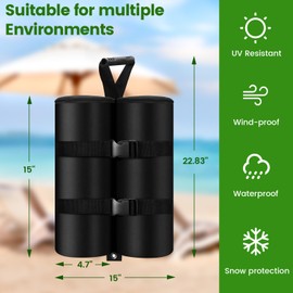 UEAKPIC Extra 240 LBS Canopy Weights Sand Bags Set of 4, Plug Size Heavy Duty Tent Leg Sandbag for Outdoor Sun Shelter, Gazebo, Patio Umbrella (Black, 60 Lbs x 4)