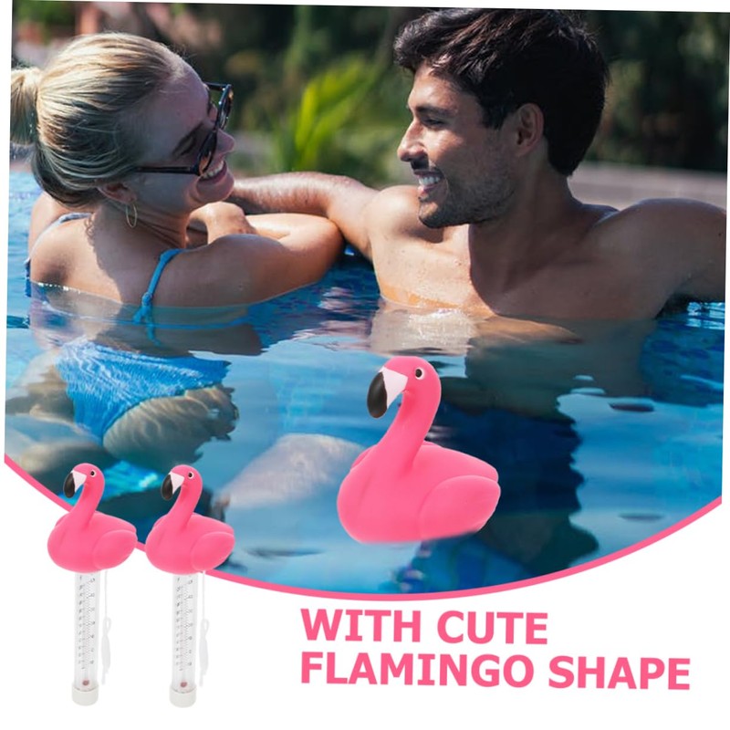 Outanaya 2pcs Flamingo Floating Pool Thermometer for Hot Tub Spa