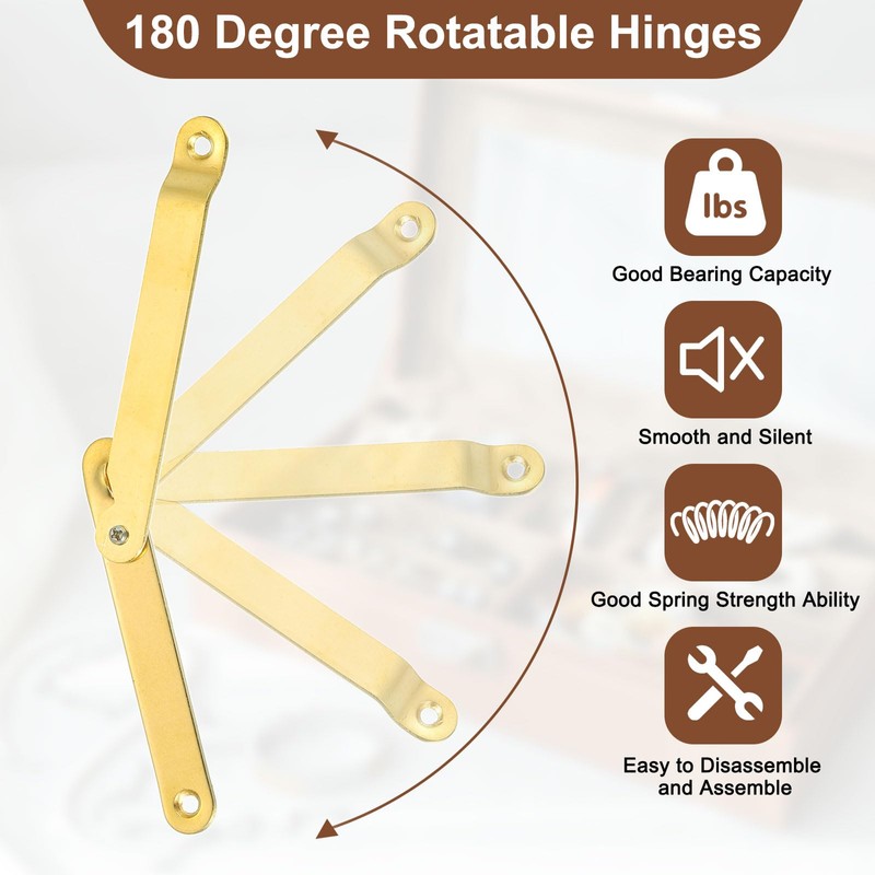 sourcing map 2Pcs 5.71"x0.43" Folding Support Lid Hinges, Left Side