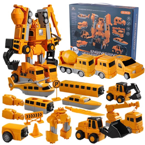 Magnetic Transform Engineering Car Assembled Toys, Construction Vehicles with Storage