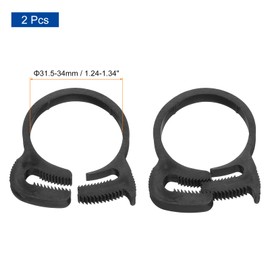 sourcing map 2 Pcs Adjustable Double Snap Grip Hose Clamps Plastic 31.5-34 Mm/1.24-1.34 Inches Inner Dia Adjustable Several Ratcheting Tubing Clamp for Home, Black
