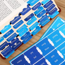 90 Pieces Bible Dividers Tabs, Blue Laminated Large Print Mini Bible Bookmarks Index Tabs Study Supplies Guide Kit, Baptism Christian Gifts for Men Women Boys Beginner Easy to Read