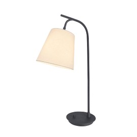 Aspen Creative 40235-11, Desk Lamp in Matte Black Finish, UNO Shade: 6" x 9" x 8" Off-White Linen / 25-3/4"H. E26 Socket 100 Watts, ON/Off Switch.