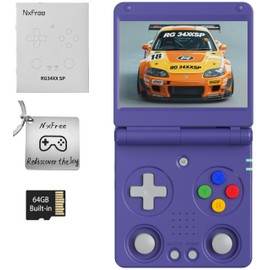 RG34XXSP, Retro Gaming Console – Flip Design, 3.4'' IPS Screen, 64G TF Card, Portable Handheld Style(Indigo 64G)