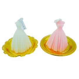 Set of 2 Wedding Dress Candles and 2 Golden Candlestick,Wedding Decorative Candles,Wedding Candles Ceremony,Candle Wedding Favors,Dress Candles for Women,Aesthetic Candle Decor