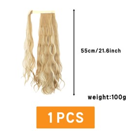 Ombre Hair Extensions Wrap Around Long Curly Clip in Ponytail Hair Extensions for Women Synthetic Hairpiece 2324