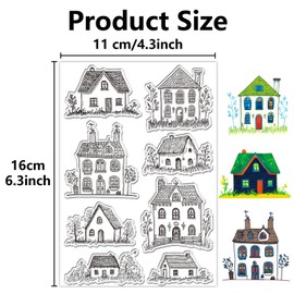 CRASPIRE House Clear Rubber Stamps Transparent Silicone Seal Clears Stamp for Cards Making Garden Home Trees Sealing DIY Scrapbooking Journaling Photo Album Decoration Reusable Crafting Supplies