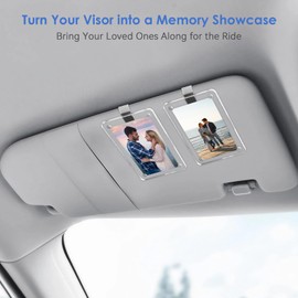 1797 4Pcs Car Visor Photo Holder Clip Picture Frame Magnetic Acrylic Display Horizontal Vertical fit Polaroid Wallet Size Photos 3.5 x 2.4 inch