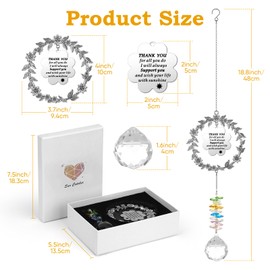 Thank You Gifts for Women Men, Sun Catcher Gift with Engraved Grateful Message, Hanging Crystal Suncatcher Ornament for Window Rainbow Maker, for Sister Friend Family Teacher