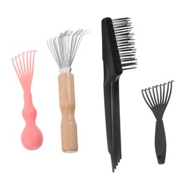 FOMIYES 4pcs Hairbrush Cleaning Tool Wood Handle Comb Brush for Cushion Hairbrushes Efficient Hair and Dust Remover Compact Cleaning Brush for Home Travel Use