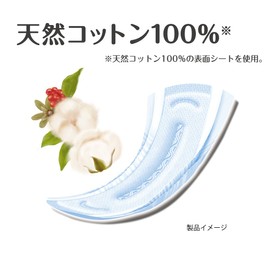 Attent 100% Cotton Natural Material Pad, For Women, Safe Even When Many Times, 4.6 fl oz (130 cc), 11.4 inches (29 cm), 24 Sheets, Large