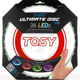 Flying Disc TOSY Ultimate Glow Frisbee 175g 27cm Sports Disc (Red x White)