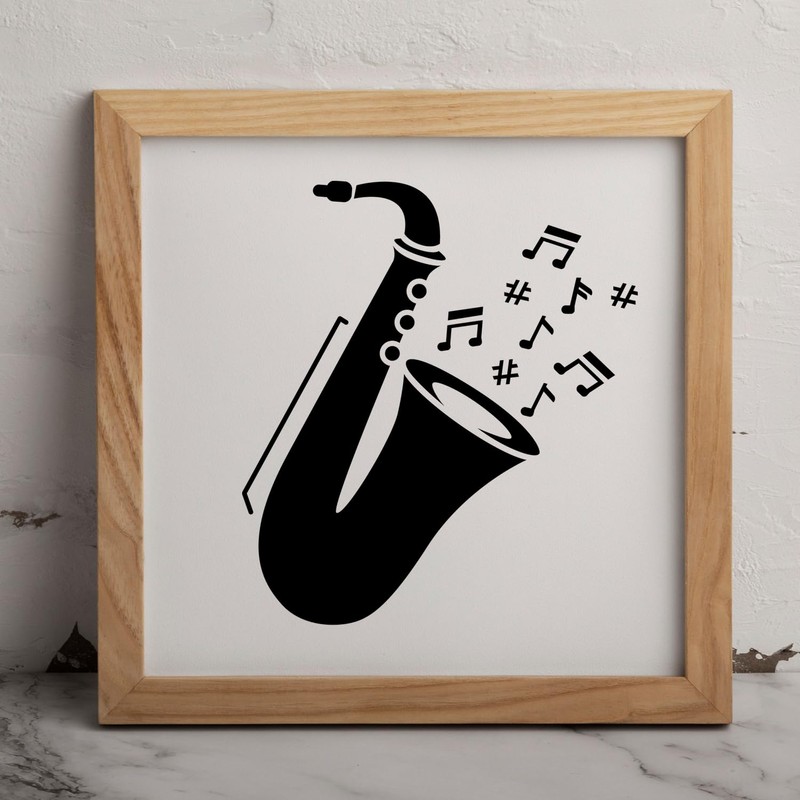 MAGJUCHE Saxophone Stencil 6 Inches, Reusable Musical Instrument Stencil for