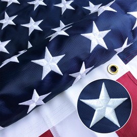 DWCHECK American Flag for Outside, 3x5 Ft Heavy Duty Durable 210D Nylon US USA Flags with Embroidered Stars, Sewn Stripes, Brass Grommets, Fade Resistant, Waterproof, Long Lasting, All Weather