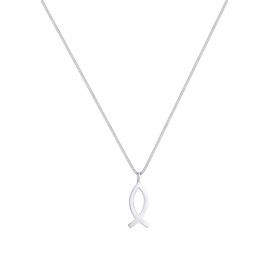 Elli Children's Necklace Fish Symbol Christian Religion in 925 Sterling Silver, None