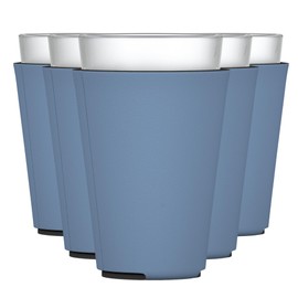 TahoeBay Blank Pint Glass Sleeves (6-Pack) 16 Ounce Insulating Foam Collapsible Beer Drinking Cup Holder (Steel Blue)