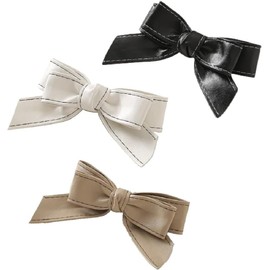 3 Pieces PU-leather Hair Bows Clip Bow Hair Clips Bow Hair Barrettes Handmade Knot Bows Barrettes Hair Pin Barrette Accessories for Women (Style 1, Pack of One)