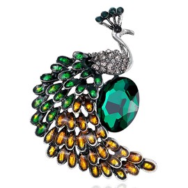 FAIRYGATE Women's Brooches & Pins Rhinestone Brooch Peacock Lapel Pin Large Animal Birds Brooches with Sparkly Crystals for Women Ladies Party Weddings Outfits Bridal Birthday Gift B4412