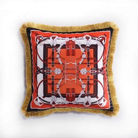 VenusL Tassels Double-Sided Velvet Throw Pillow Covers,Horse,Saddle,Carriage,Knightship,Knight& Scepter,18x18 Inch(45x45cm)