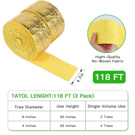 Tezhile 2 Pack Tree Protector Wraps, 118 Ft Gold Tree Wrap, Keep Warm and Moisturizing Tree Trunk Protector, Reusable Non Woven Cloth Tree Protectors, Cold-Proof Tree Wrap for Damaged Bark